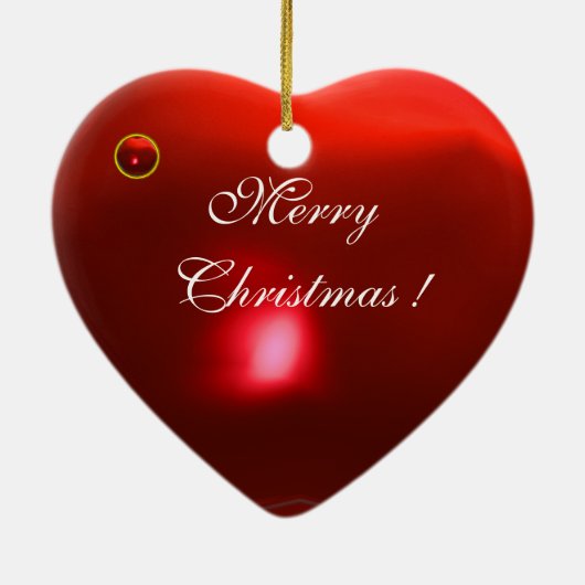 INSPIRIERT SANTA Red Ruby Gem Stone Herz Keramikornament (Hinten)