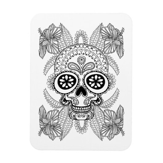 Inspiriert Schädel in Blume Magnet (Vertikal)