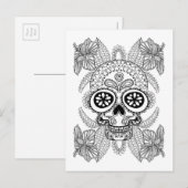 Inspiriert Schädel in Blume Postkarte (Vorne/Hinten)
