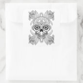 Inspiriert Schädel in Blume Quadratischer Aufkleber (Tasche)