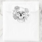 Inspiriert Schädel und Blume Quadratischer Aufkleber (Tasche)
