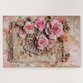 Inspiriert schwere rosa Blumendekoupage Puzzle (Horizontal)