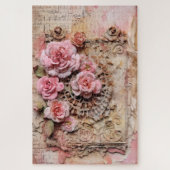 Inspiriert schwere rosa Blumendekoupage Puzzle (Vertikal)