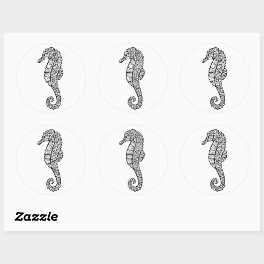 Inspiriert Seepferd Runder Aufkleber (Blatt)