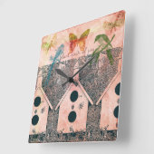 Inspiriert Vögel mit Vogelhäusern Quadratische Wanduhr (Winkel)