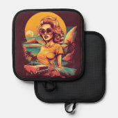 Inspiriert von den 50ern, Retro-Design Topflappen (Vorderseite/Rückseite)