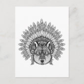 Inspiriert Wolf im Featherkriegsbonnet Postkarte (Vorderseite)