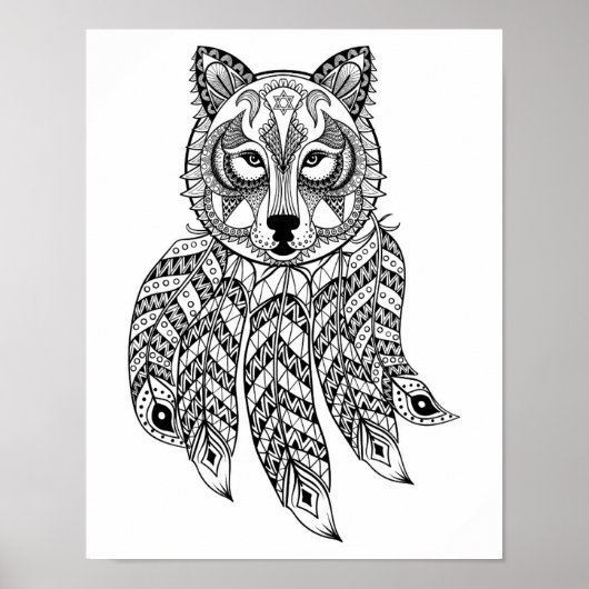 Inspiriert Wolf mit Dreamcatcher 2 Poster (Vorne)