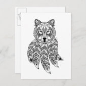 Inspiriert Wolf mit Dreamcatcher Postkarte (Vorne/Hinten)