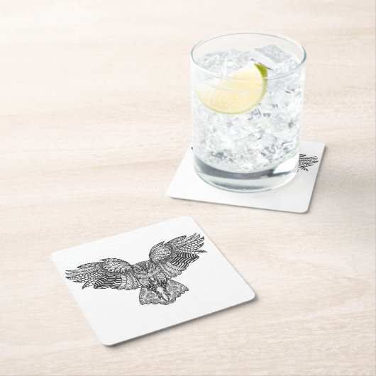 Inspirierte Adler-Eule Rechteckiger Pappuntersetzer (Vor Ort)