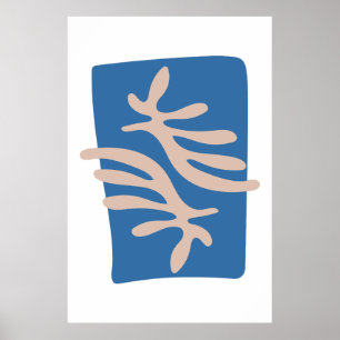 Inspirierte Blue Coral Blätter Cutout Poster