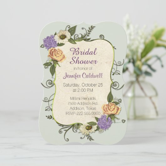 Inspirierte Blumen-Brautdusche Einladung (Stehend Vorderseite)