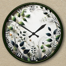 Inspirierte botanische Beschaffenheit Runde Wanduhr