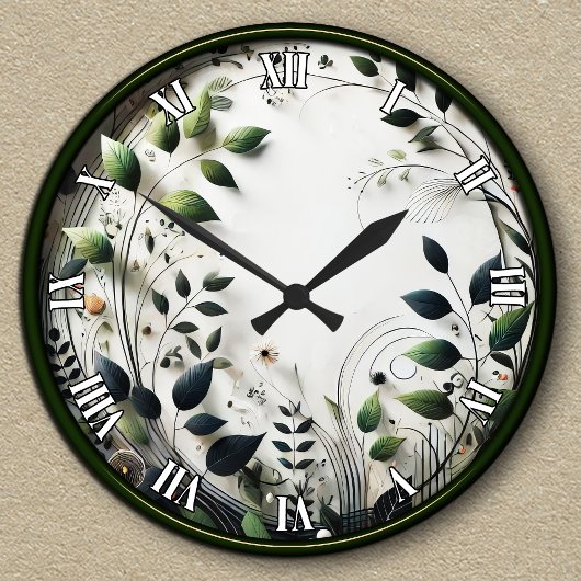 Inspirierte botanische Beschaffenheit Runde Wanduhr