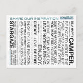 Inspirierte Campings-Beschwörungsformel-Postkarten Postkarte (Vorderseite)