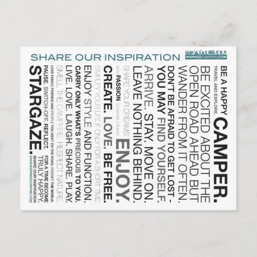 Inspirierte Campings-Beschwörungsformel-Postkarten Postkarte (Vorderseite)