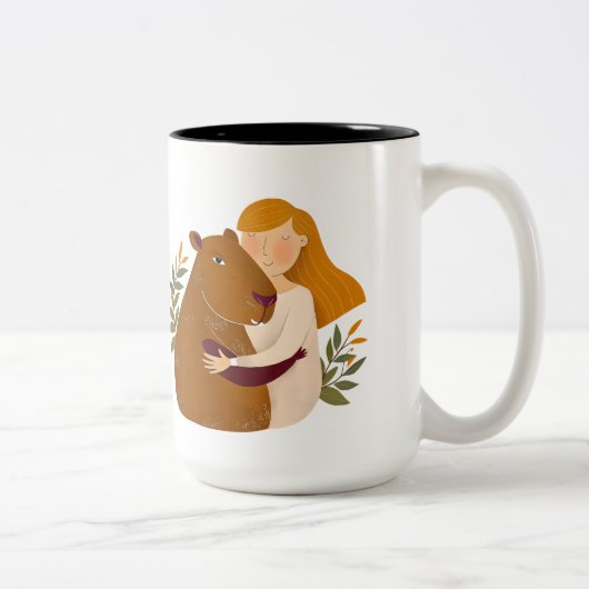 Inspirierte Capybara-Tasse Zweifarbige Tasse (Rechts)