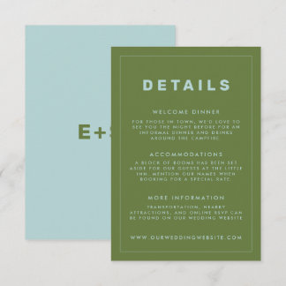 Inspirierte Detailkarte von Blue und Green Wes And Einladung