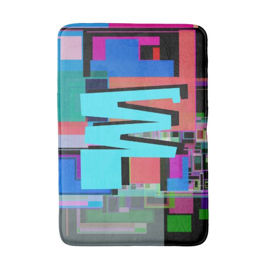 inspirierte Farbgeometrische Monogramm der 90er Ja Badematte (Vorderseite Vertikal)