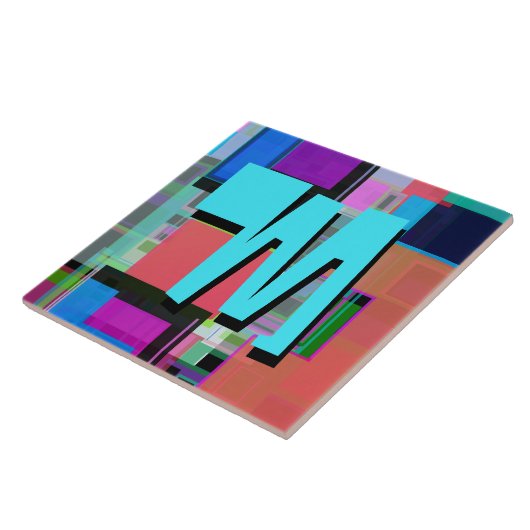 inspirierte Farbgeometrische Monogramm der 90er Ja Fliese (Seite)