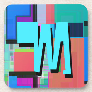 inspirierte Farbgeometrische Monogramm der 90er Ja Getränkeuntersetzer