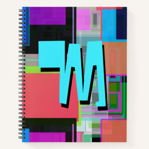 inspirierte Farbgeometrische Monogramm der 90er Ja Notizbuch