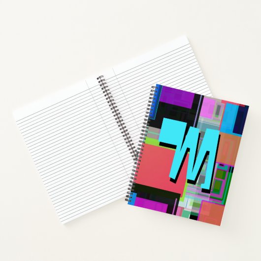 inspirierte Farbgeometrische Monogramm der 90er Ja Notizbuch (Innenseite)