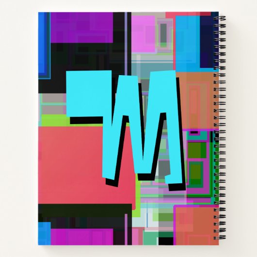inspirierte Farbgeometrische Monogramm der 90er Ja Notizbuch (Rückseite)