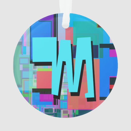 inspirierte Farbgeometrische Monogramm der 90er Ja Ornament (Rückseite)