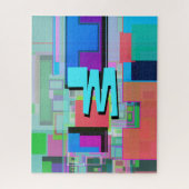 inspirierte Farbgeometrische Monogramm der 90er Ja Puzzle (Vertikal)