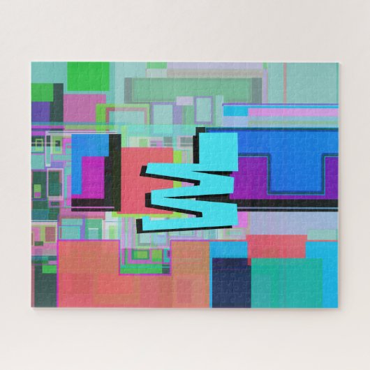 inspirierte Farbgeometrische Monogramm der 90er Ja Puzzle (Horizontal)