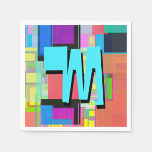 inspirierte Farbgeometrische Monogramm der 90er Ja Serviette