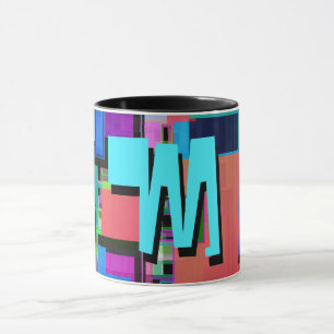 inspirierte Farbgeometrische Monogramm der 90er Ja Tasse