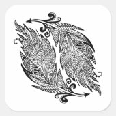 Inspirierte Federn Quadratischer Aufkleber (Vorderseite)