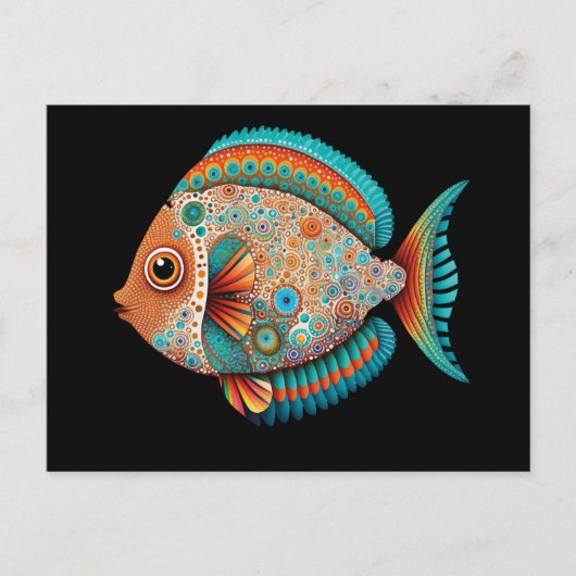 Inspirierte Fische der Ureinwohner, Punktmalerei Postkarte (Vorderseite)