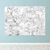 Inspirierte Fischschule 6 Leinwanddruck (Insitu (Holzboden))