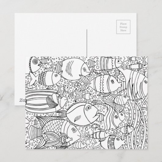 Inspirierte Fischschule Postkarte (Vorne/Hinten)