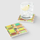 Inspirierte Funky Retro Steinuntersetzer (Seitenansicht)