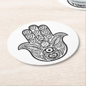 Inspirierte Hamsa Hand Runder Pappuntersetzer (Angewinkelt)