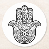Inspirierte Hamsa Hand Runder Pappuntersetzer (Vorderseite)