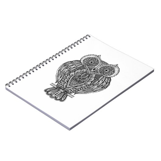 Inspirierte Hand gezeichnete verzierte Eule Notizblock (Linke Seite)