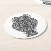 Inspirierte Hand gezeichnete verzierte Eule Runder Pappuntersetzer (Angewinkelt)