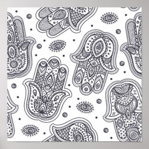 Inspirierte Hand gezeichnetes Hamsa 2 Poster