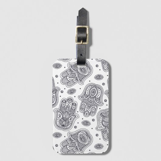 Inspirierte Hand gezeichnetes Hamsa Gepäckanhänger (Vorderseite Vertikal)