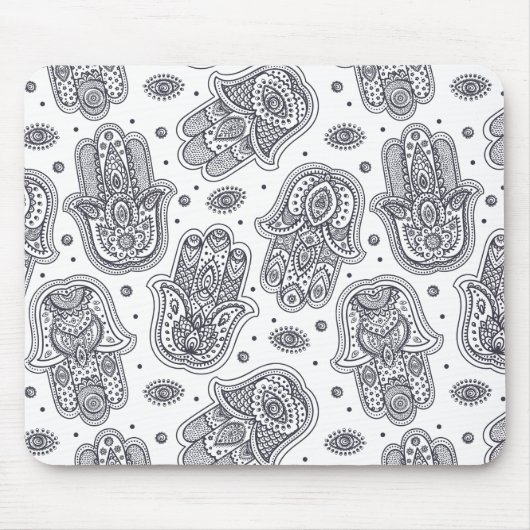 Inspirierte Hand gezeichnetes Hamsa Mousepad (Vorne)