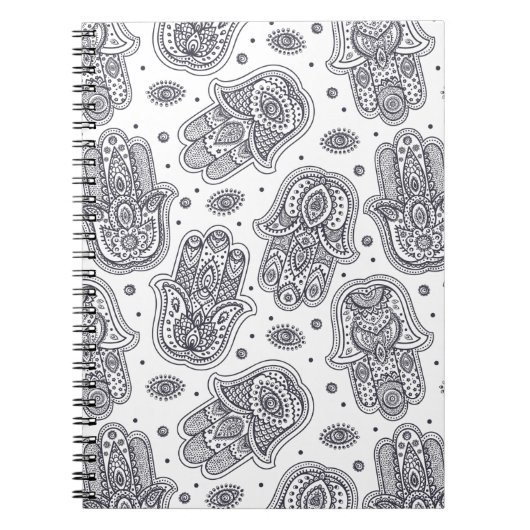 Inspirierte Hand gezeichnetes Hamsa Notizblock (Vorderseite)