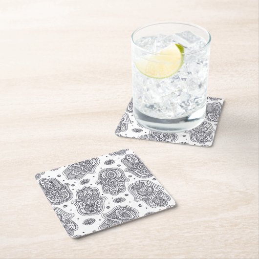 Inspirierte Hand gezeichnetes Hamsa Rechteckiger Pappuntersetzer (Vor Ort)