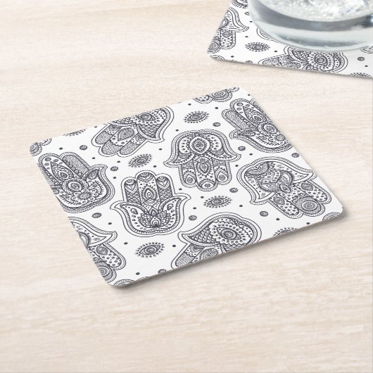 Inspirierte Hand gezeichnetes Hamsa Rechteckiger Pappuntersetzer (angewinkelt)