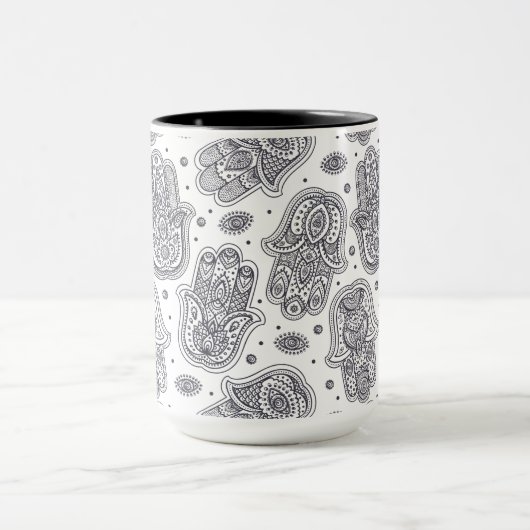 Inspirierte Hand gezeichnetes Hamsa Tasse (Zentrum)