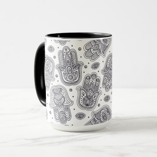 Inspirierte Hand gezeichnetes Hamsa Tasse (Vorderseite Links)